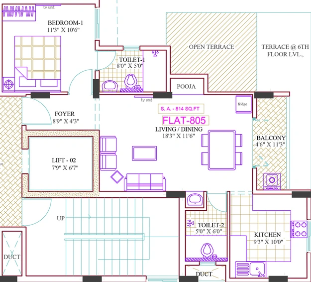 1 BHK Flat in Ramaniyam Syndicate in Adyar, Chennai - Image 859365