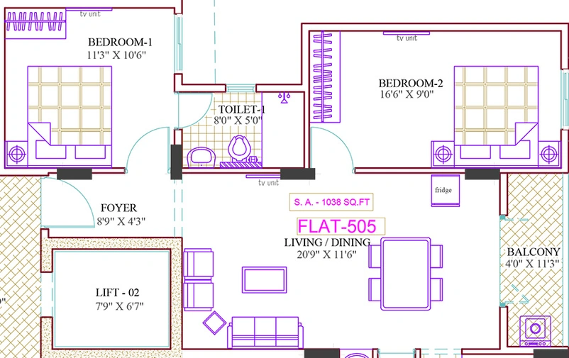2 BHK Flat in Ramaniyam Syndicate in Adyar, Chennai - Image 859370
