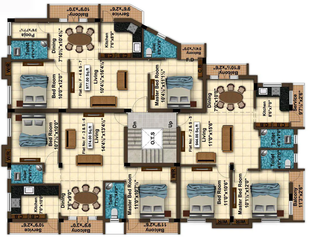 Floor Plan of Sai Jeevadhara in Thoraipakkam, Chennai - Image 343486
