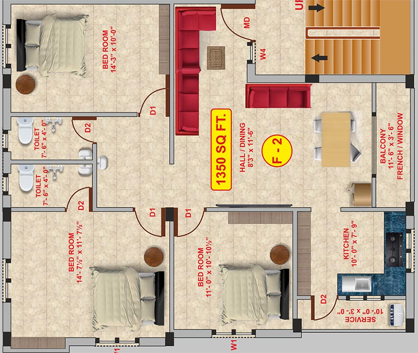 3 BHK Flat in Minerva Arunodaya in Medavakkam, Chennai - Image 881917