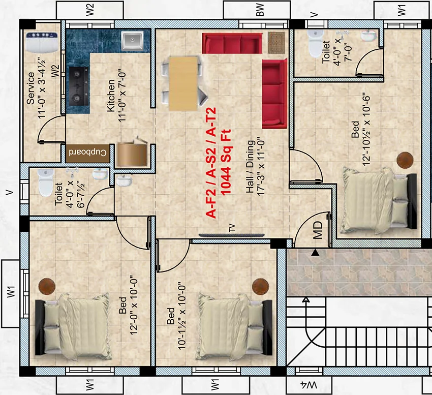3 BHK Flat in Minerva Kaavya Nest in Madipakkam, Chennai - Image 881919