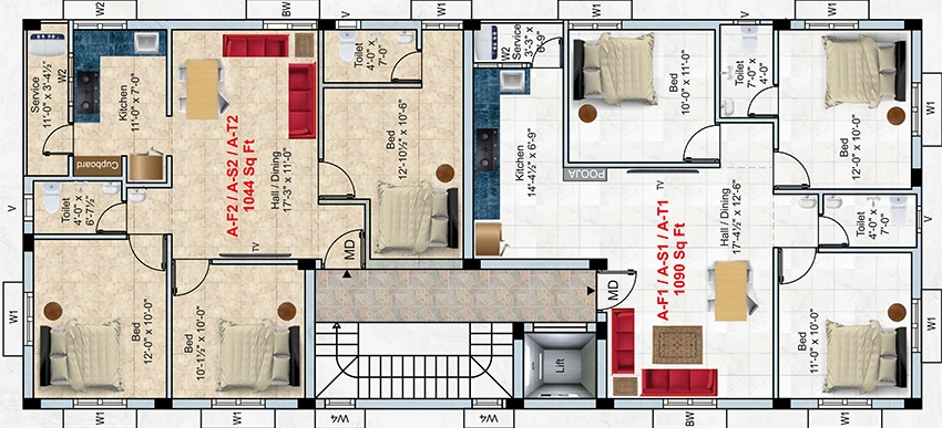 Floor Plan of Minerva Kaavya Nest in Madipakkam, Chennai - Image 338426