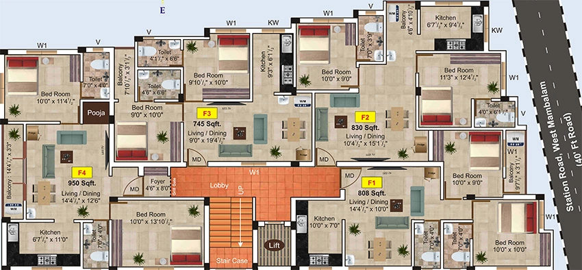 Floor Plan of Minerva Rangalaya in West Mambalam, Chennai - Image 338432