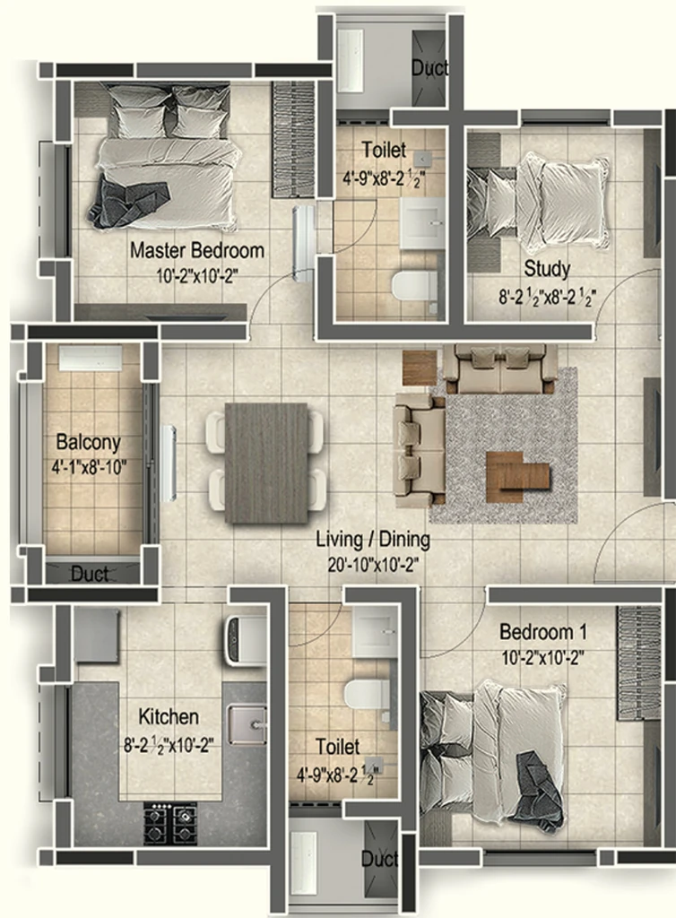 2.5 BHK Flat in Newry Altura in Avadi, Chennai - Image 876849