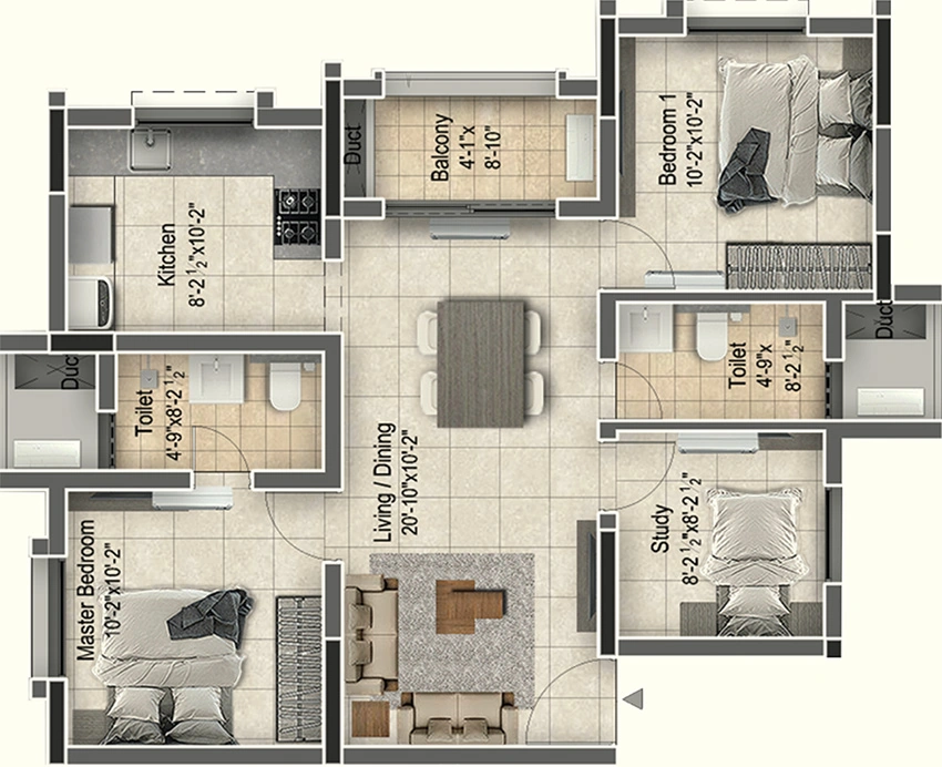 2 BHK Flat in Newry Altura in Avadi, Chennai - Image 876848