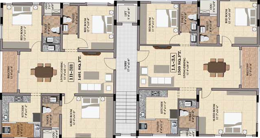 Floor Plan of Newry Vishvam in Adyar, Chennai - Image 329570