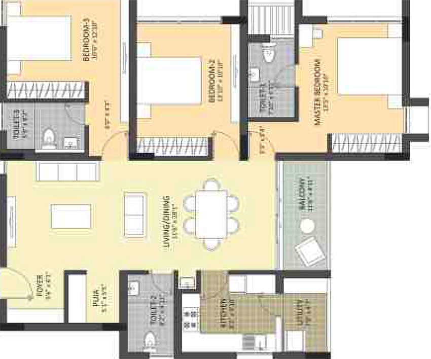 3 BHK Flat in Newry Park Towers in Anna Nagar, Chennai - Image 876864