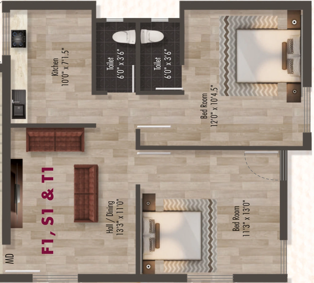2 BHK Flat in KVRs Sri Krishna in Ambattur, Chennai - Image 885163