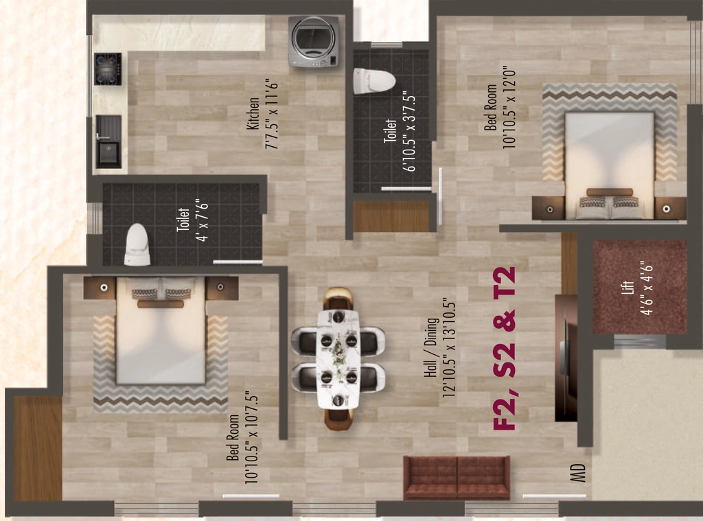 2 BHK Flat in KVRs Sri Krishna in Ambattur, Chennai - Image 885164