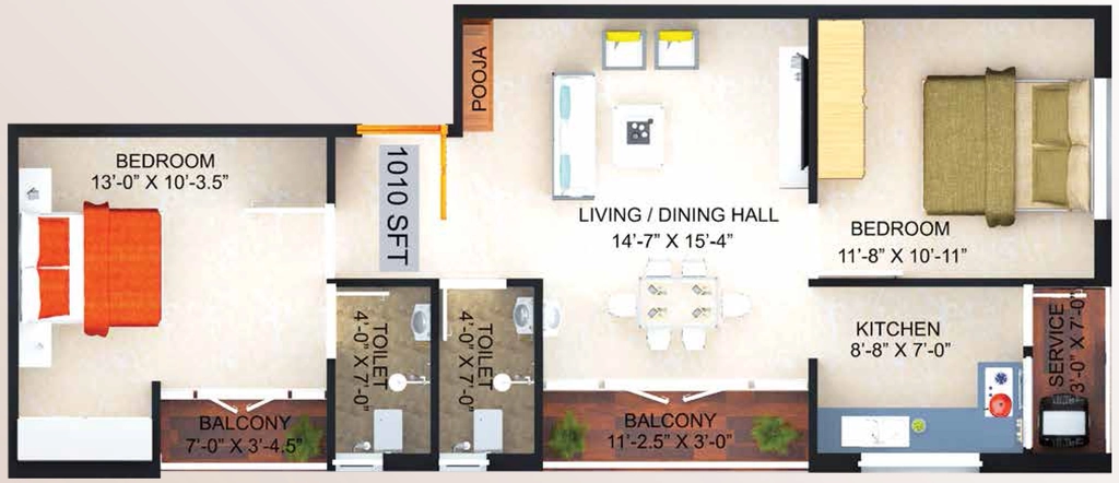 2 BHK Flat in RamKamal Divine in Nanganallur, Chennai - Image 877724