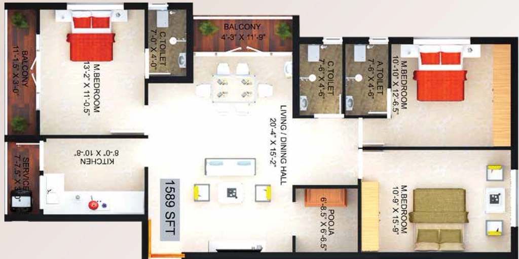 3 BHK Flat in RamKamal Divine in Nanganallur, Chennai - Image 877818