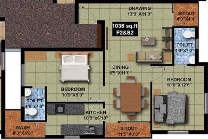 2 BHK Flat in Sumangali Sudarkodi in Nanmangalam, Chennai - Image 859957