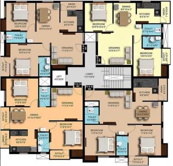 Floor Plan of Sumangali Grande Rio in Medavakkam, Chennai - Image 280939
