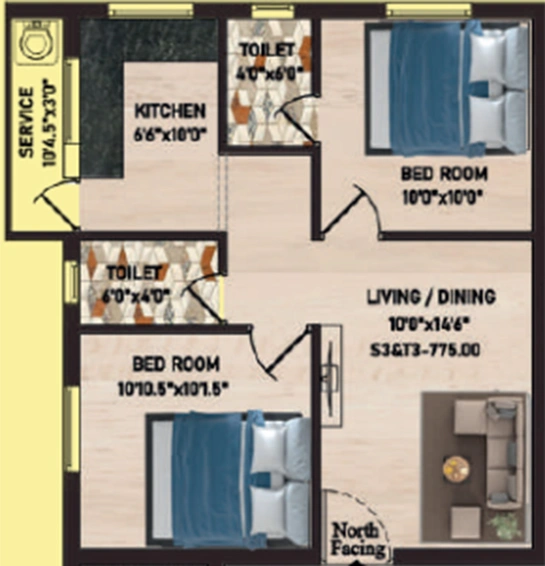 2 BHK Flat in ACS Paradise in Pammal, Chennai - Image 860822