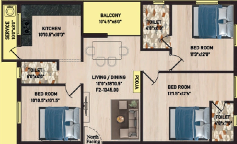 3 BHK Flat in ACS Paradise in Pammal, Chennai - Image 860826