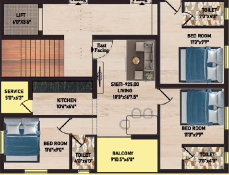 3 BHK Flat in ACS Paradise in Pammal, Chennai - Image 860824