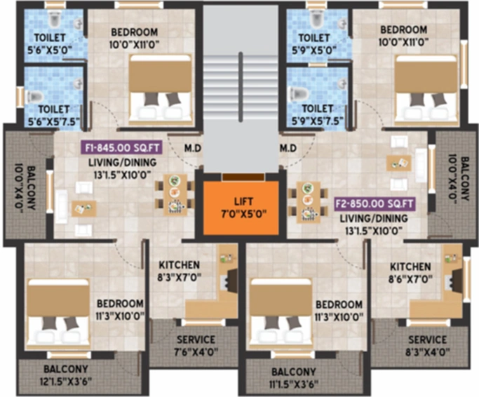 Floor Plan of ACS Elite in Kundrathur, Chennai - Image 285048