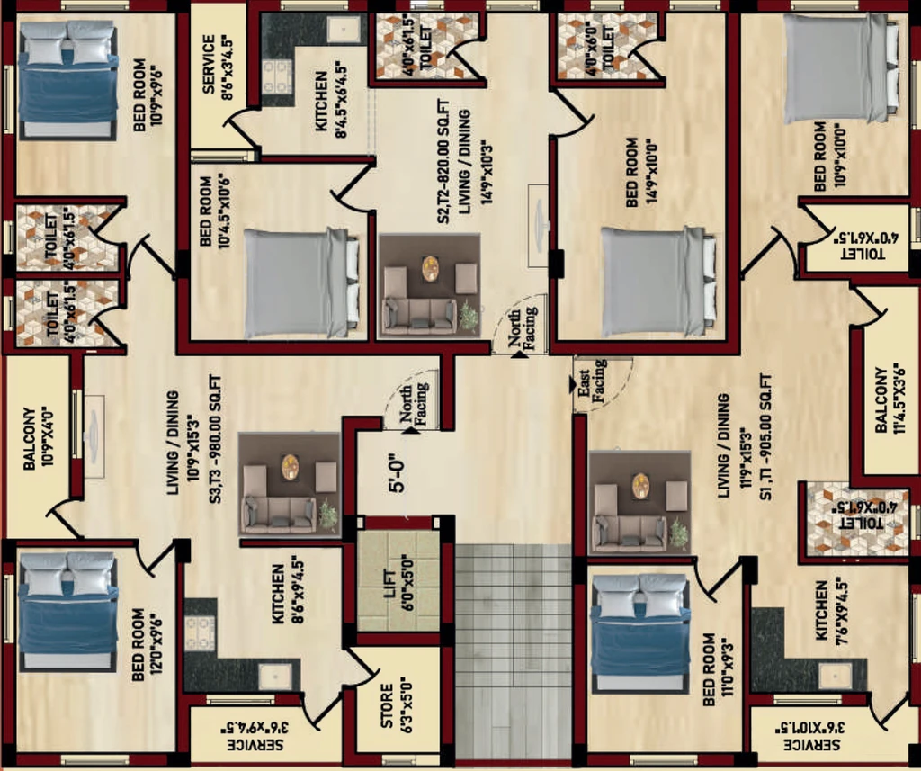 Floor Plan of ACS Aadhis Castle in Pallikaranai, Chennai - Image 285042