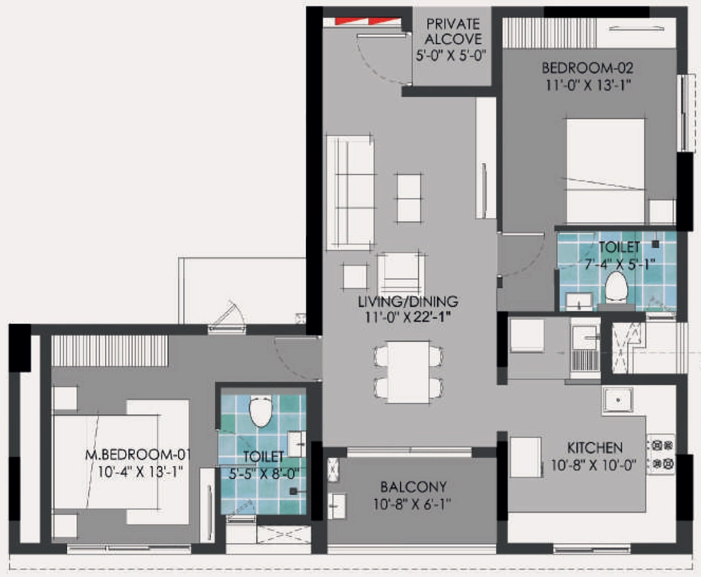 2 BHK Flat in Baashyaam The Peak in Ashok Nagar, Chennai - Image 884687