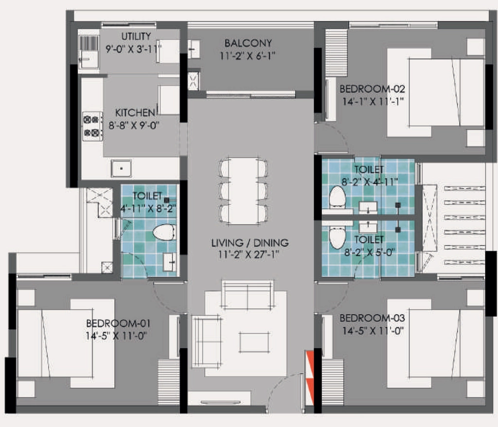 3 BHK Flat in Baashyaam The Peak in Ashok Nagar, Chennai - Image 884688