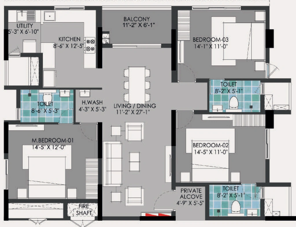 3 BHK Flat in Baashyaam The Peak in Ashok Nagar, Chennai - Image 884689