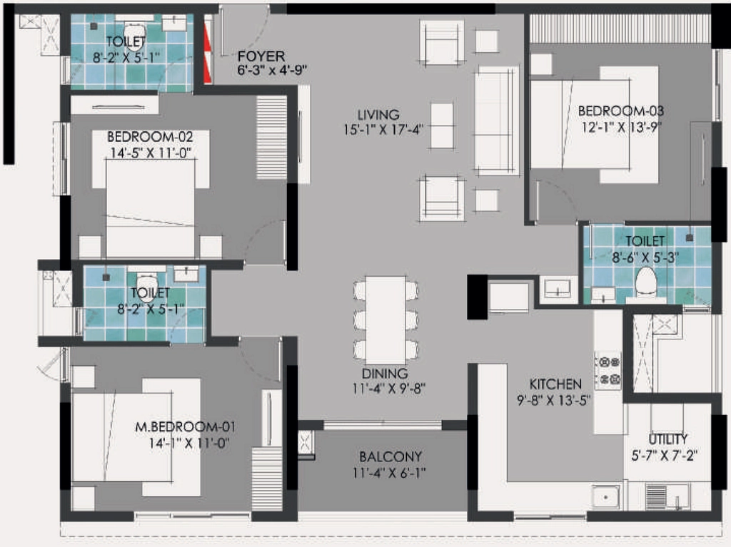 3 BHK Flat in Baashyaam The Peak in Ashok Nagar, Chennai - Image 884690