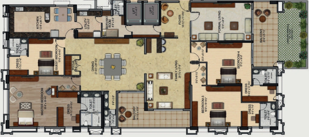 4 BHK Flat in Baashyaam Le Grand Trianon in Teynampet, Chennai - Image 884668