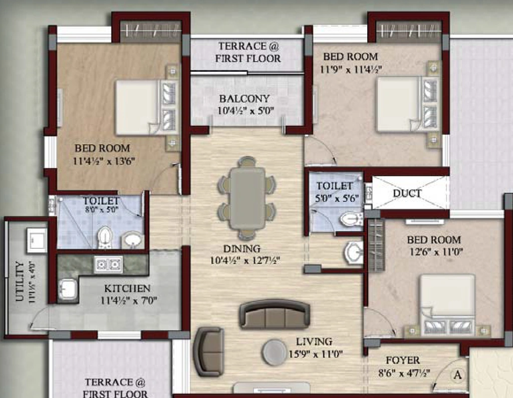 3 BHK Flat in Baashyaam Happy Windows in Kattupakkam, Chennai - Image 884659