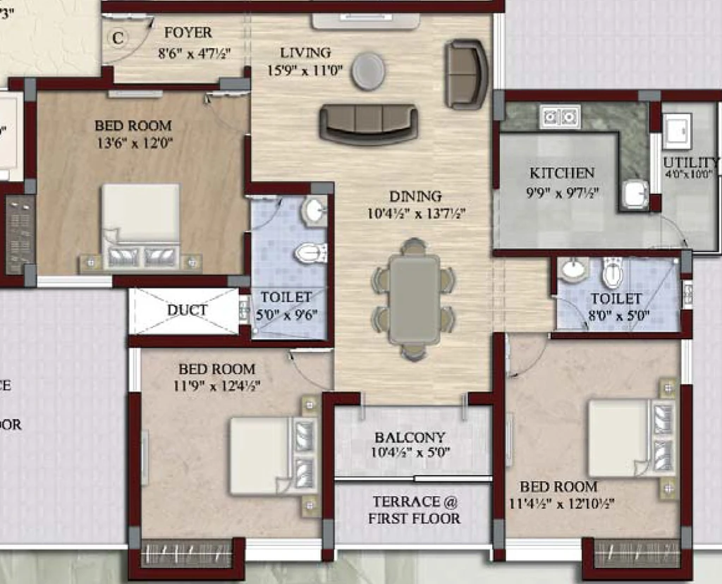 3 BHK Flat in Baashyaam Happy Windows in Kattupakkam, Chennai - Image 884660