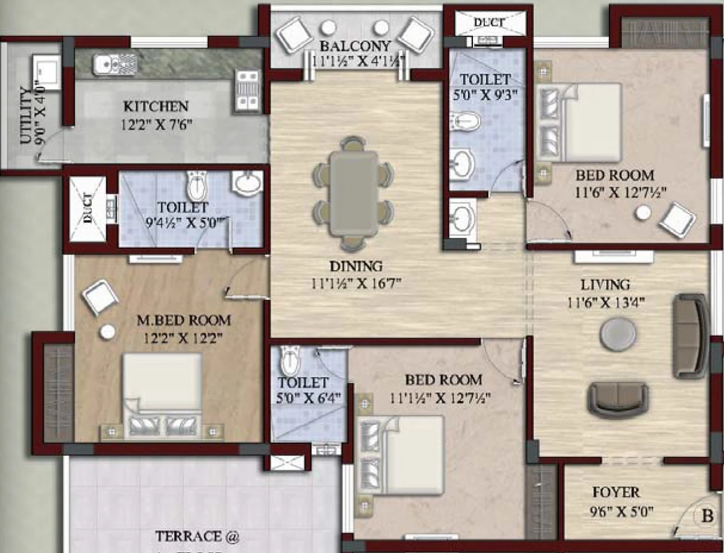 3 BHK Flat in Baashyaam Happy Windows in Kattupakkam, Chennai - Image 884661