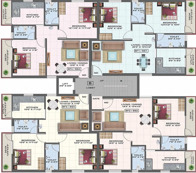 Floor Plan of Colorhomes Gates in Perumbakkam, Chennai - Image 281098