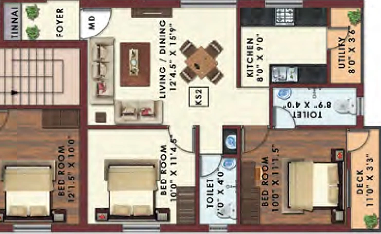 2 BHK Flat in Colorhomes Fields in Sholinganallur, Chennai - Image 859998