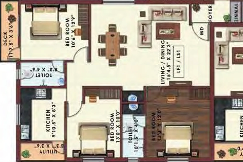 3 BHK Flat in Colorhomes Fields in Sholinganallur, Chennai - Image 860001
