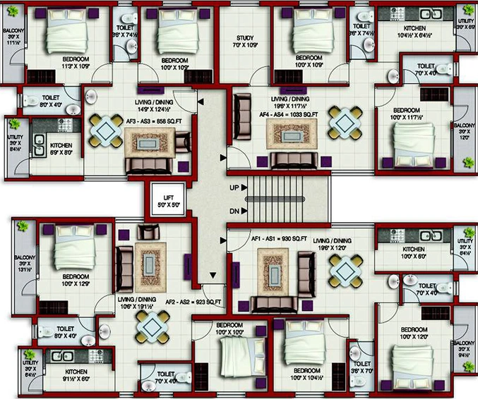 Floor Plan of Colorhomes Elite Enclave in Perumbakkam, Chennai - Image 281053