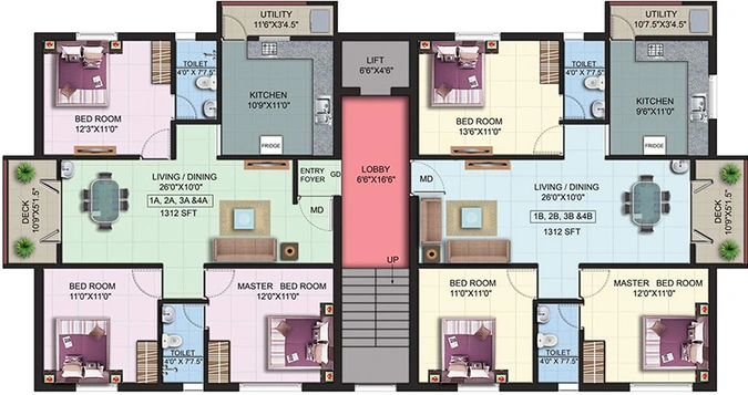 Floor Plan of Colorhomes Vista in Perungudi, Chennai - Image 281151