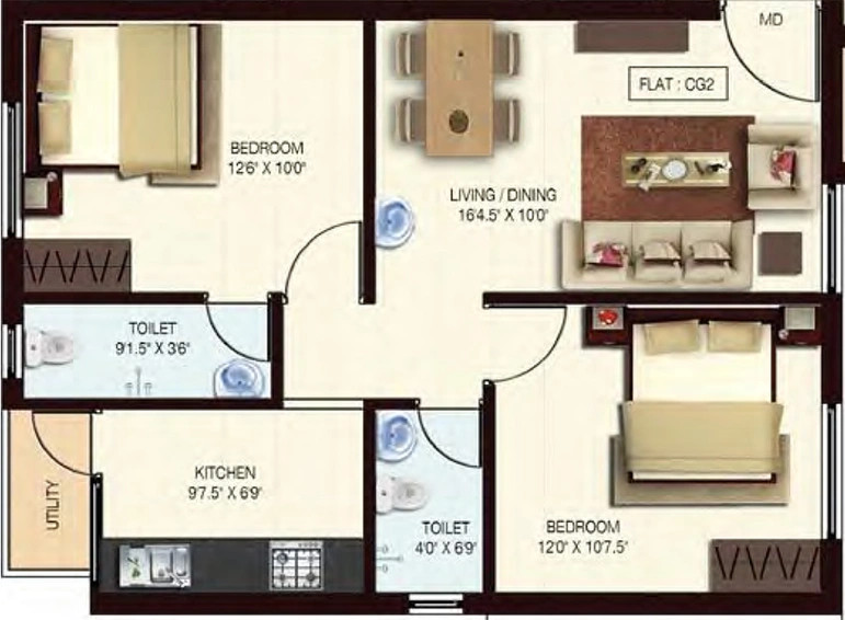 2 BHK Flat in Colorhomes Florencia in Tambaram, Chennai - Image 860004