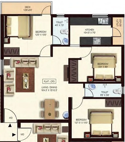 3 BHK Flat in Colorhomes Florencia in Tambaram, Chennai - Image 860007
