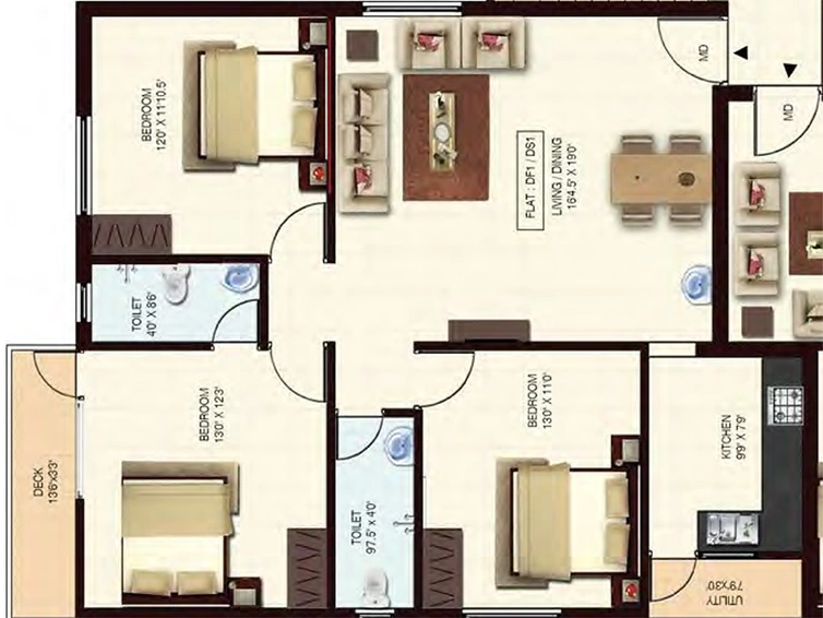 3 BHK Flat in Colorhomes Florencia in Tambaram, Chennai - Image 860008