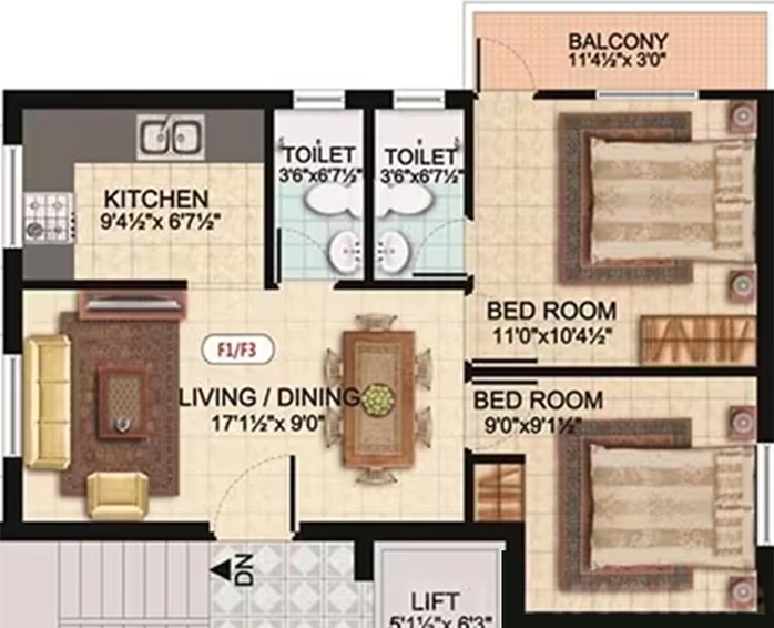2 BHK Flat in Colorhomes Breeze Avenue in Tambaram, Chennai - Image 859984