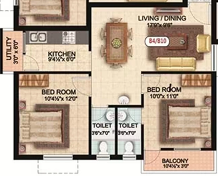 2 BHK Flat in Colorhomes Breeze Avenue in Tambaram, Chennai - Image 859985