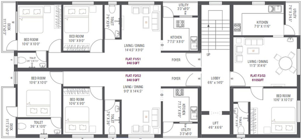 Floor Plan of Colorhomes Nest in Choolaimedu, Chennai - Image 281119