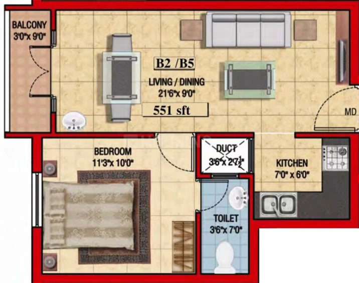 1 BHK Flat in Colorhomes Golden Classic in Tambaram, Chennai - Image 860023