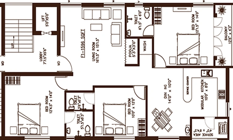 3 BHK Flat in Colorhomes Abhishekh in MRC Nagar, Chennai - Image 859979