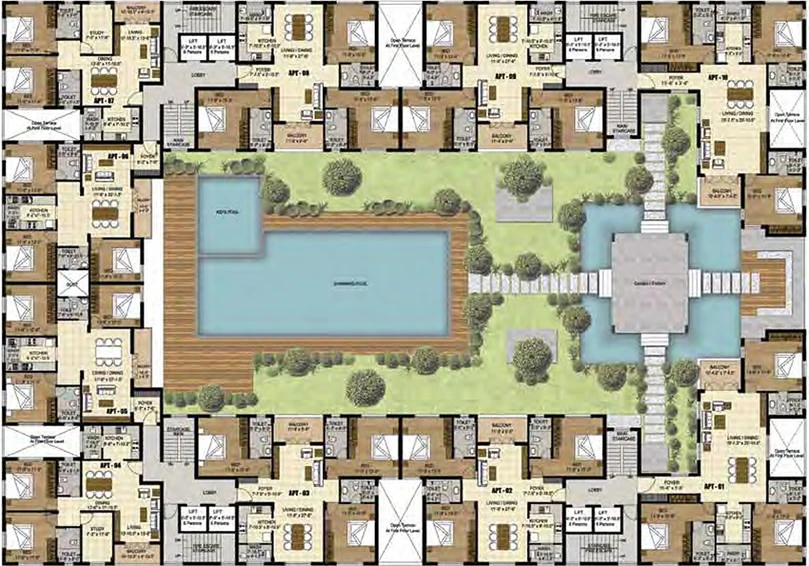 Floor Plan of Lancor The Courtyard in Nanganallur, Chennai - Image 279696