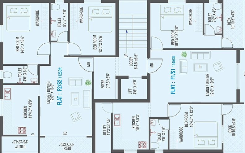 Floor Plan of Colorhomes The Quadrants in Velachery, Chennai - Image 281144