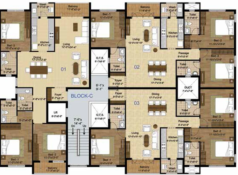 Floor Plan of Lancor The Central Park Lake Front in Sholinganallur, Chennai - Image 279684