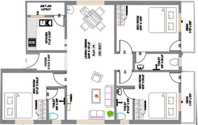 3 BHK Flat in Colorhomes Fern Orchard in Tambaram, Chennai - Image 859997