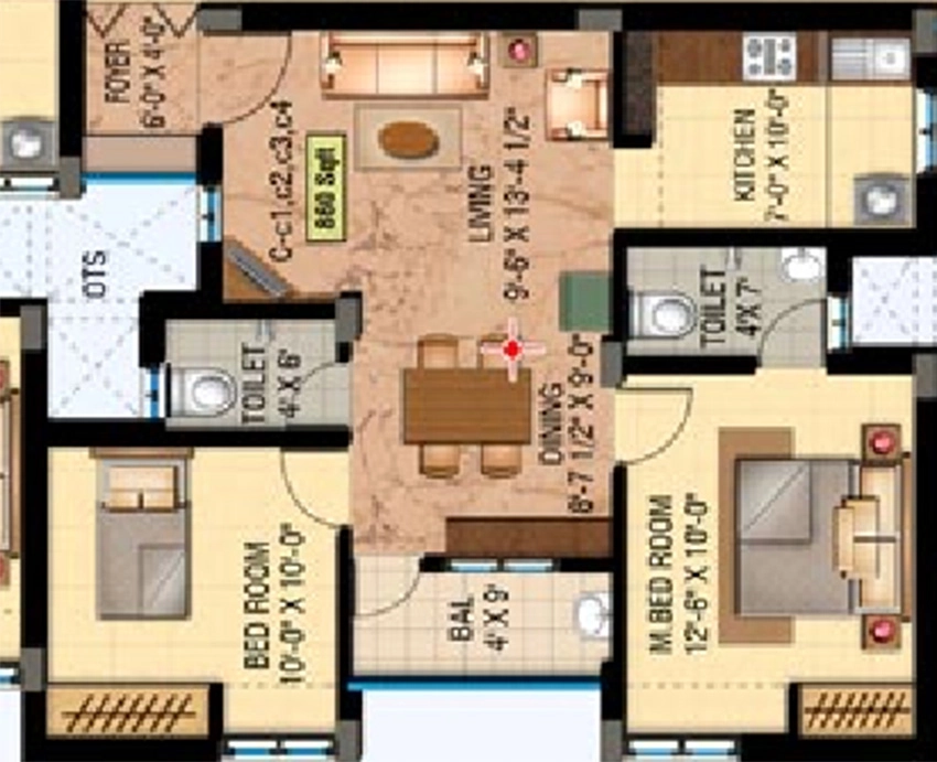 2 BHK Flat in Khurinjis Zinnia in Tambaram, Chennai - Image 875300