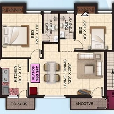 2 BHK Flat in Khurinji Veronica in Pallikaranai, Chennai - Image 875285