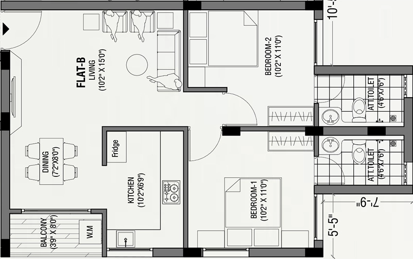2 BHK Flat in Rahul Nandi Gardens in Ambattur, Chennai - Image 880164